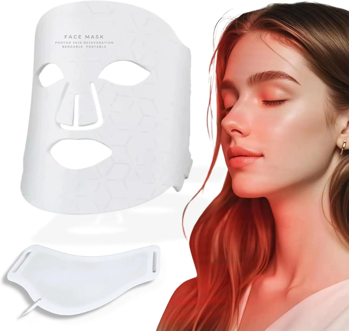 Charli & Beaux Masque facial LED équipé de fixation au cou 7 couleurs LED rechargeable Lumière multi-LED pour usage domestique Charge USB 5 V