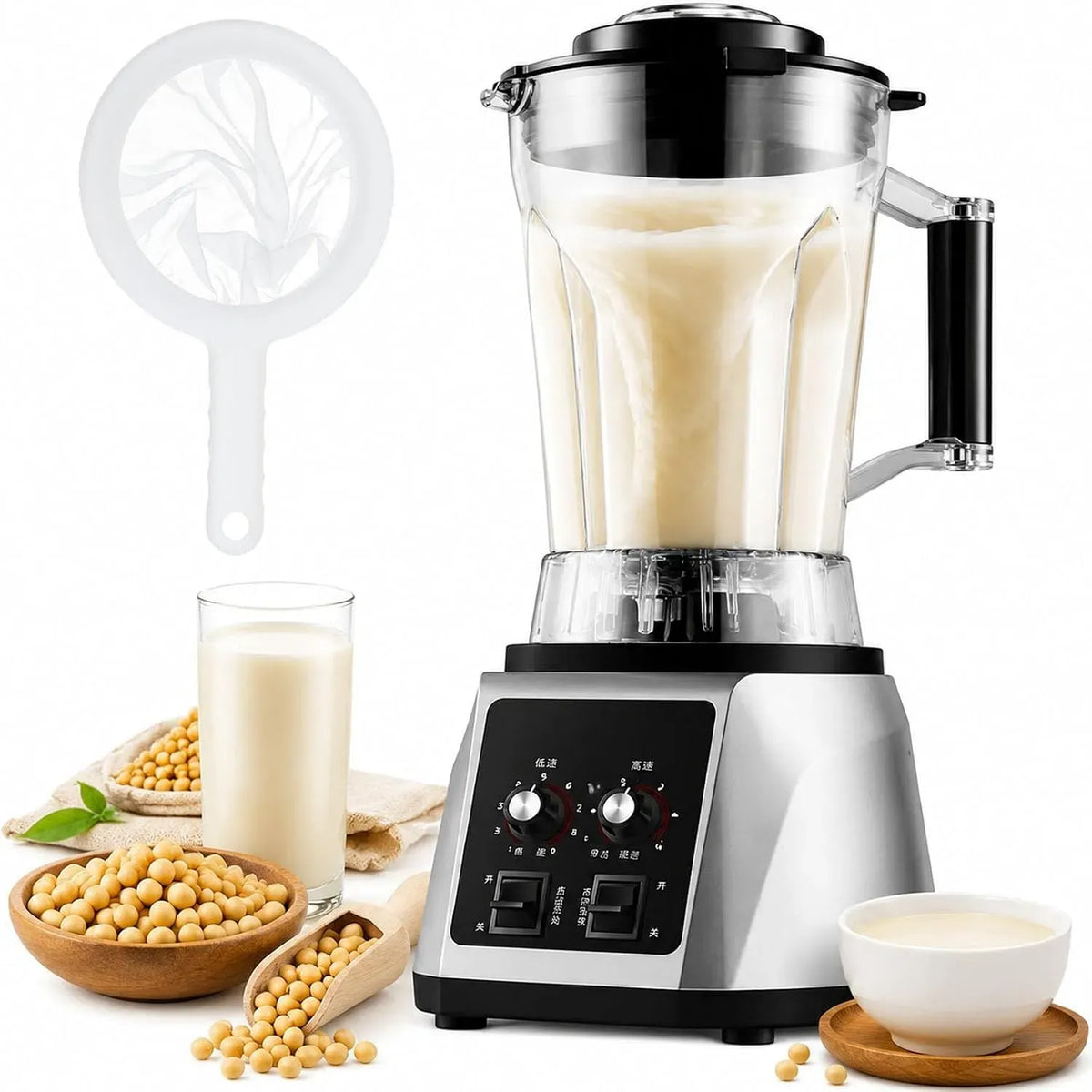 Machine à lait, machine à lait végétal et lait de noix, 6 L, professionnel, 9 niveaux, pour lait d'amande maison