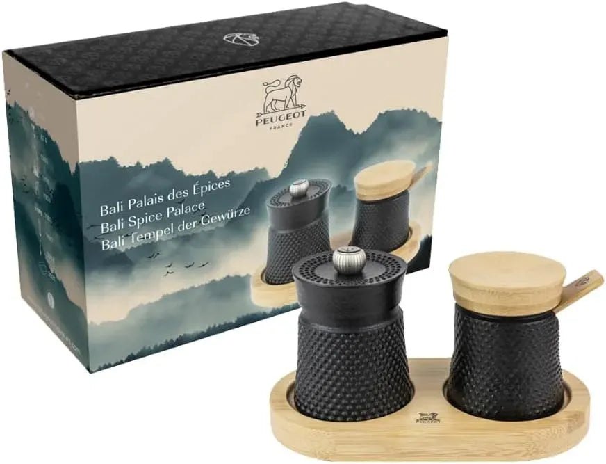 Moulin, 8 cm, fonte, noir, bois, Noir/Bois, Coffret Cadeau Bali Palais des Épices