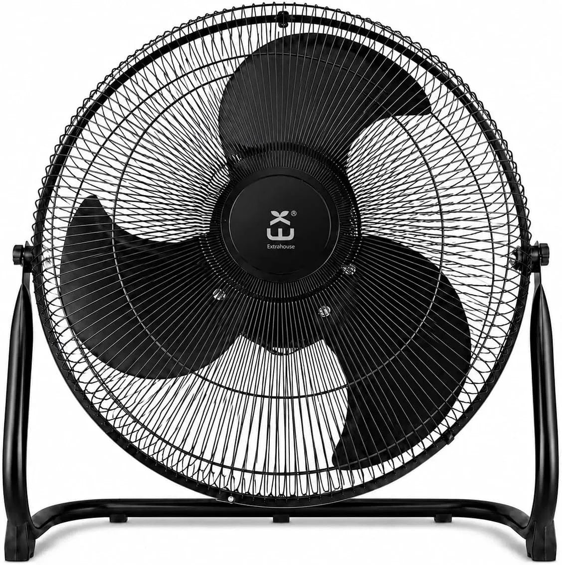 Ventilateur, 16 pouces, 50 W, Ø 45 cm, noir, 1200 tr/min, inclinaison réglable à 120°, 3 pales en aluminium, 4 vitesses, câble de 1,8 m