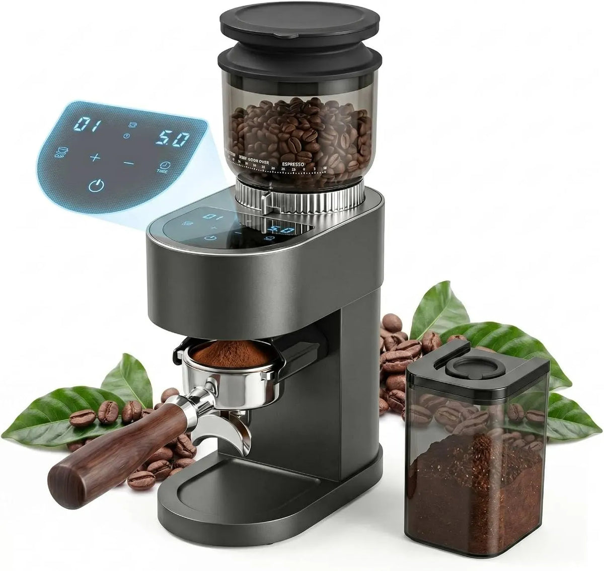 Moulin, broyeur à grains de café, 250 g, 12 tasses, tactile, grand réservoir, professionnel, silencieux, Bostar