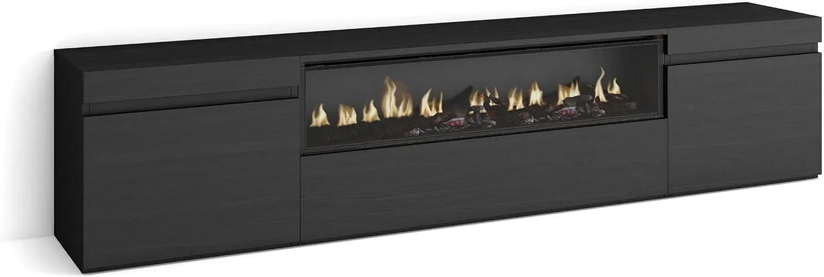 Meuble TV, 80 pouces, 200x45x35cm, foyer électrique, Skraut Home