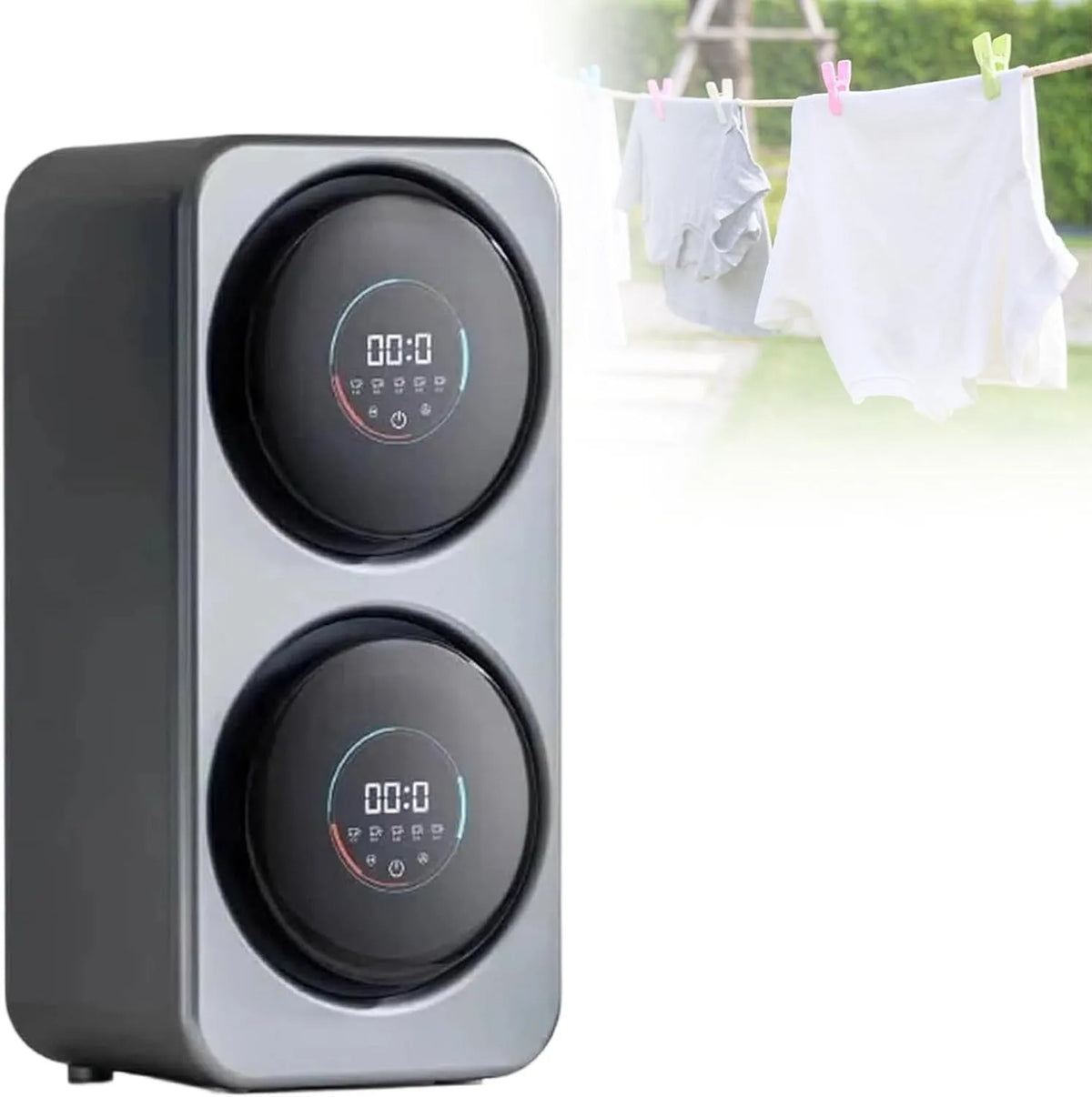 Lave-linge S5Wall-mountedmodel-Gray, 3.5 L, portable, gris, éCran LED / 7 Modes, Capacité De Laveuses, pour Appartements