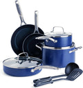 Lave-vaisselle, dalle VA, revêtement antiadhésif, bleu, Set de 10 Poêles et Casseroles, Sans PFAS