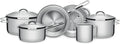 Batterie, batterie de casseroles et poêles, acier inoxydable, 6 Pièces, Cuisine Solar Inox Fond Triple avec Cou