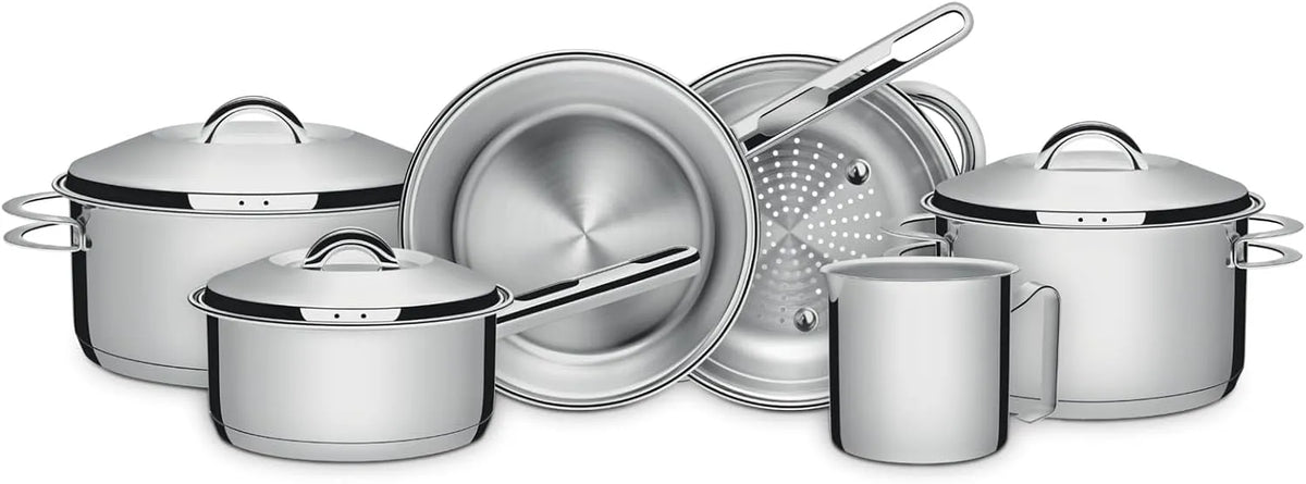 Batterie, batterie de casseroles et poêles, acier inoxydable, 6 Pièces, Cuisine Solar Inox Fond Triple avec Cou