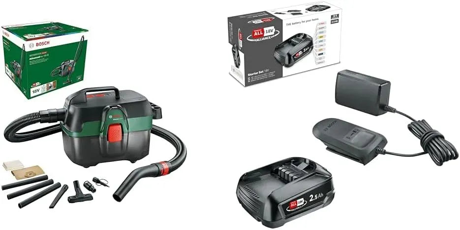 Bosch 18V-8 Aspirateur, 18 V, Batterie 18 V et Chargeur 2,5 Ah, système 18 Volts, kit de démarrage 18 V