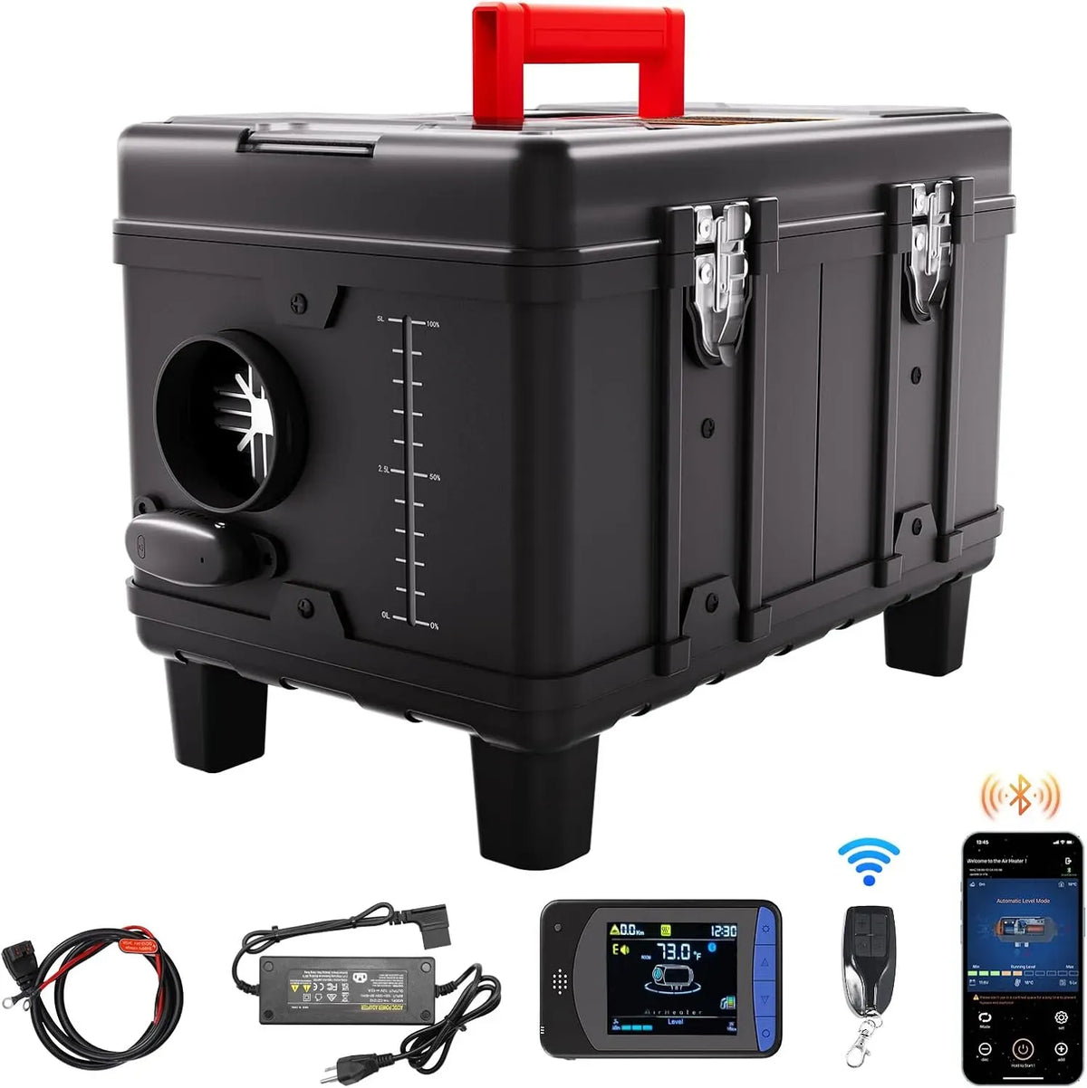 VEVOR Radiateur électrique, 220 V, portable, Bluetooth, camping, Réchauffeur d'Air Diesel Tout-en-Un 12/24/220 V, Contrôle par App Bluetooth