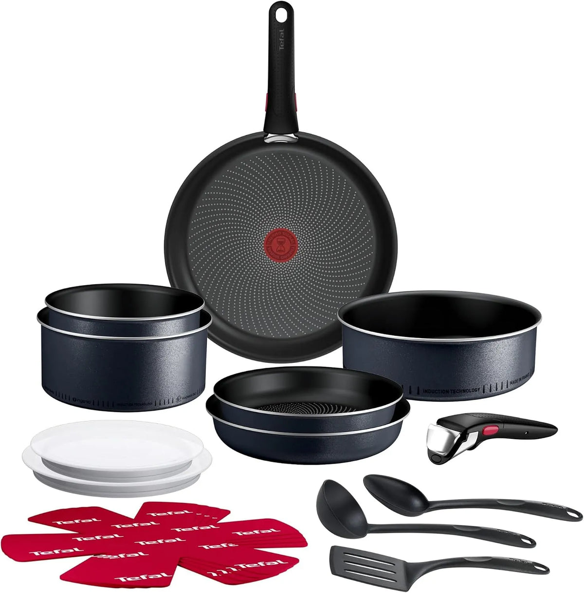 Tefal Batterie, batterie de casseroles et poêles, 17 pièces, gris, cuisine scintillant