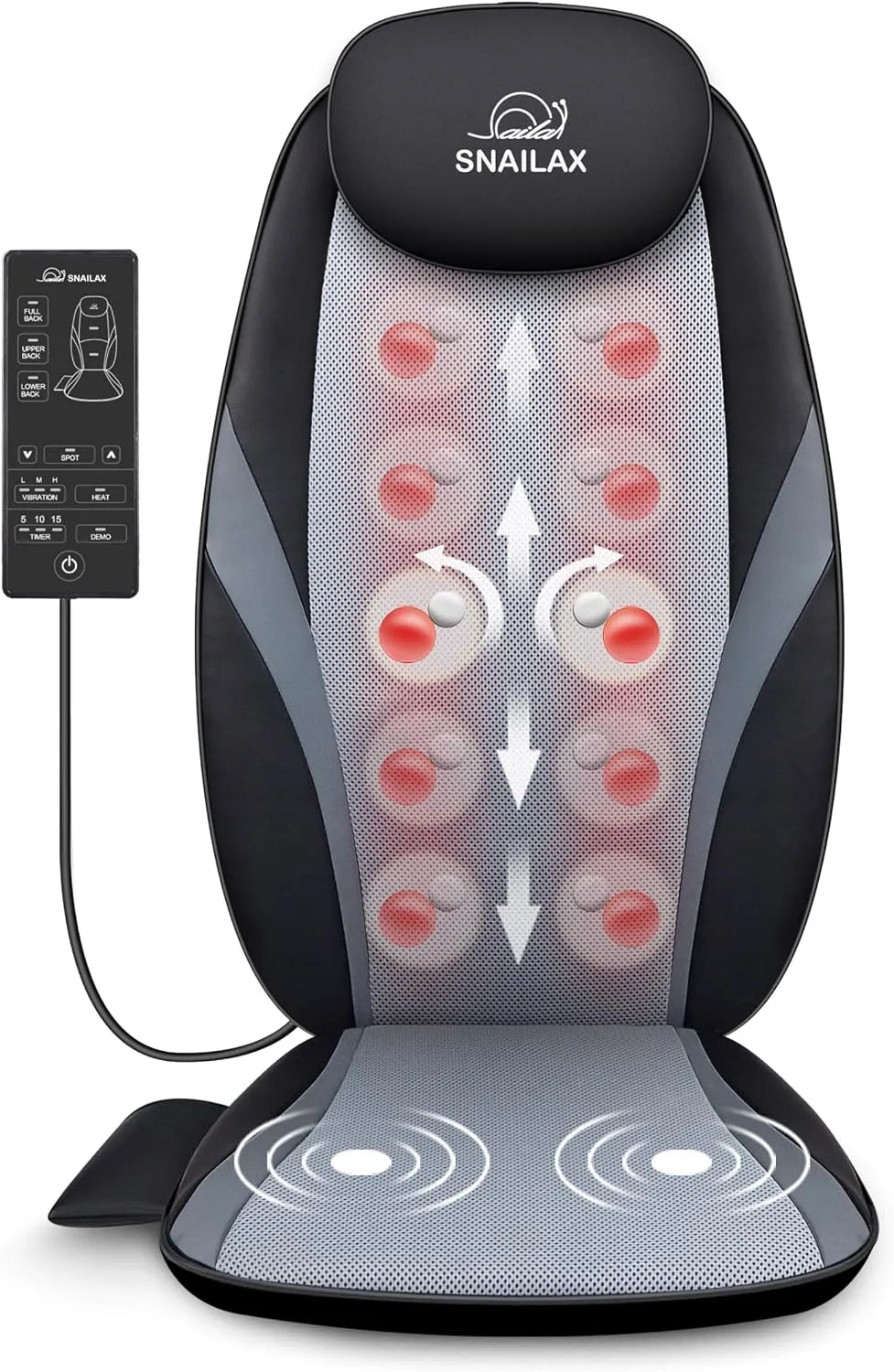 Fauteuil relaxant avec massage, appareil de massage du dos et des lombaires, Snailax Shiatsu Coussin de massage pour le cou et les épaules