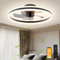 Ventilateur, 50 cm, VOLISUN, décoration de salon, silencieux, noir, 6 niveaux de vent et intensité variable, LED silencieux