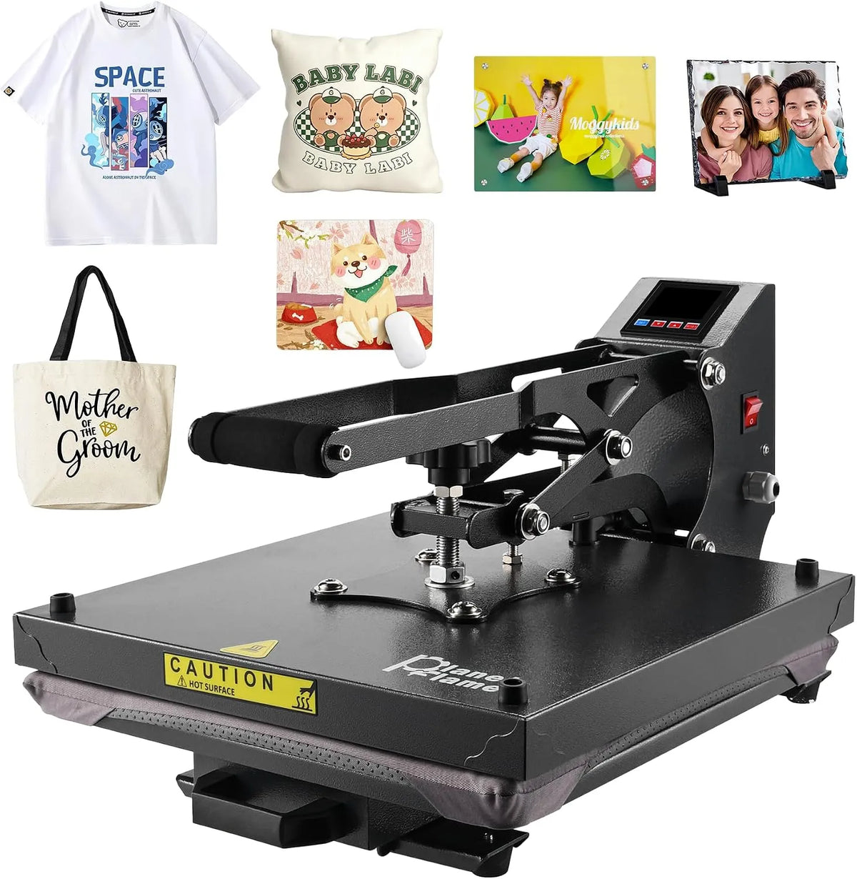 Radiateur électrique, 38x38cm, 1600 W, Presse, Machine Impression Textile 38x38cm avec Affichage LED, à chaud 1600W Pour T-Shirts
