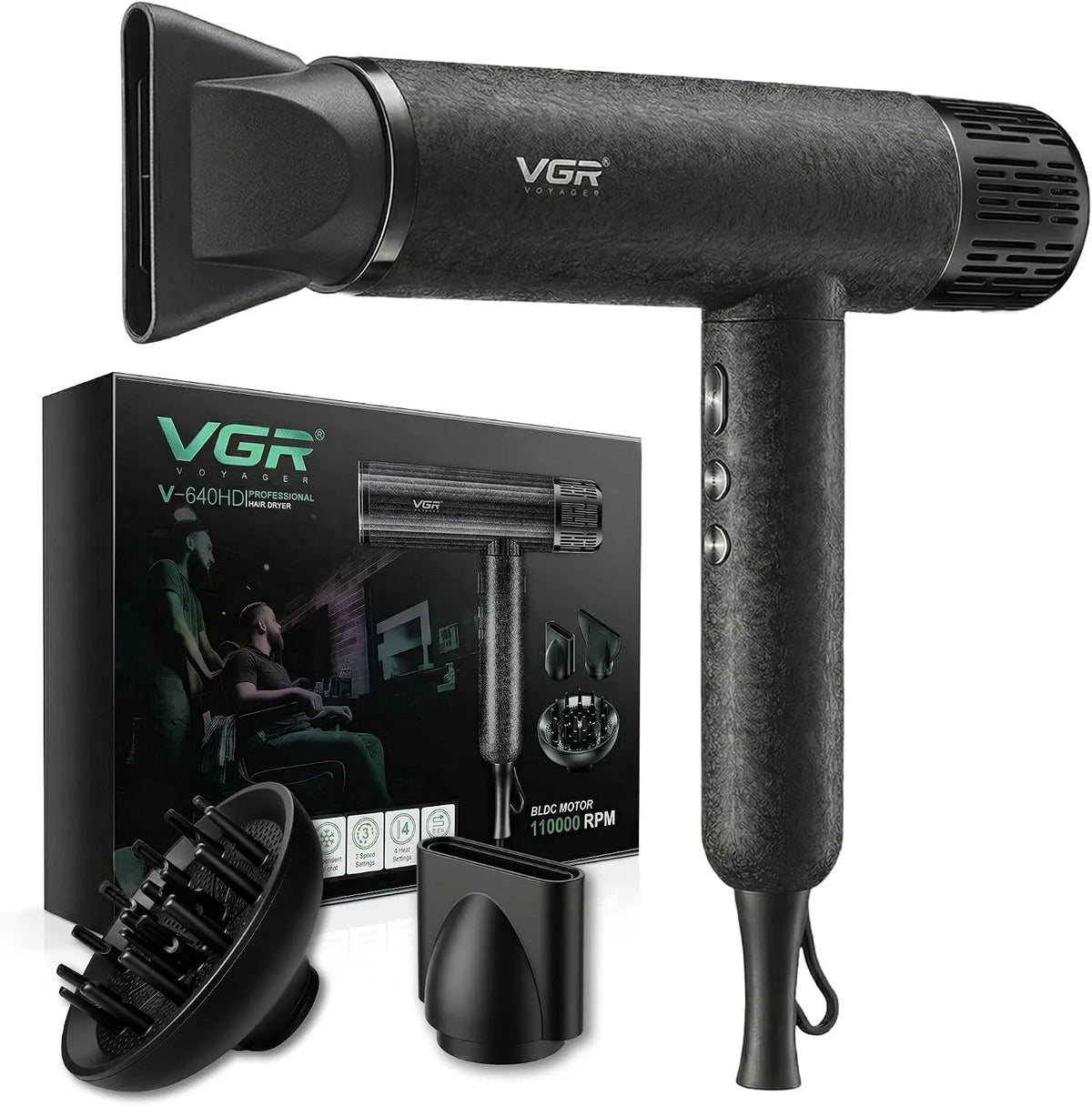 VGR 640 Diffuseur, professionnel, 640 HD Seche Cheveux Diffuseur boucle Professionnel