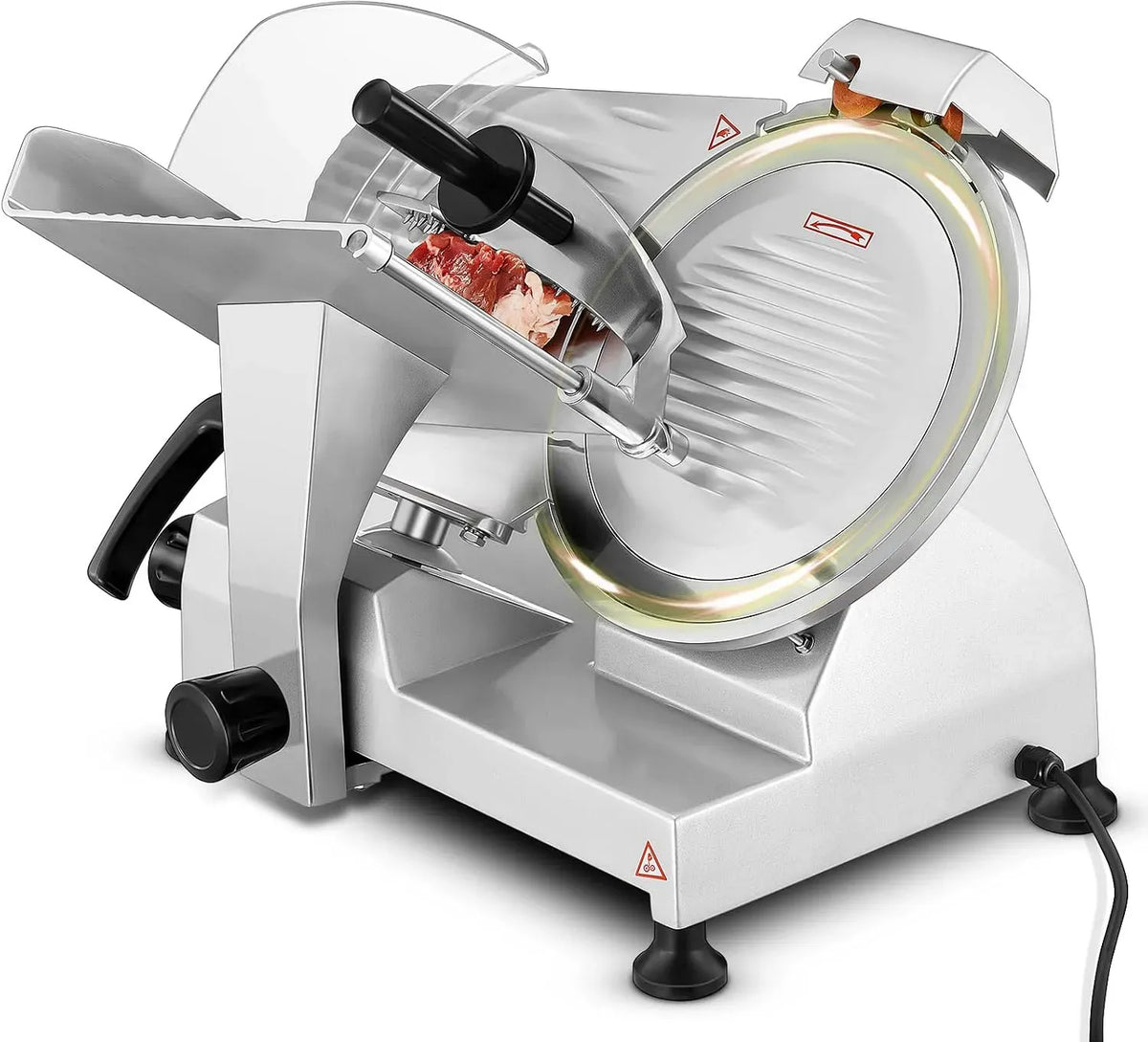 240W Trancheuse Électrique Commerciale à viande Trancheuse à Jambon Lame 254 mm 350-400 tr/min Trancheuse Charcuterie avec Lame en Acier Inoxydable