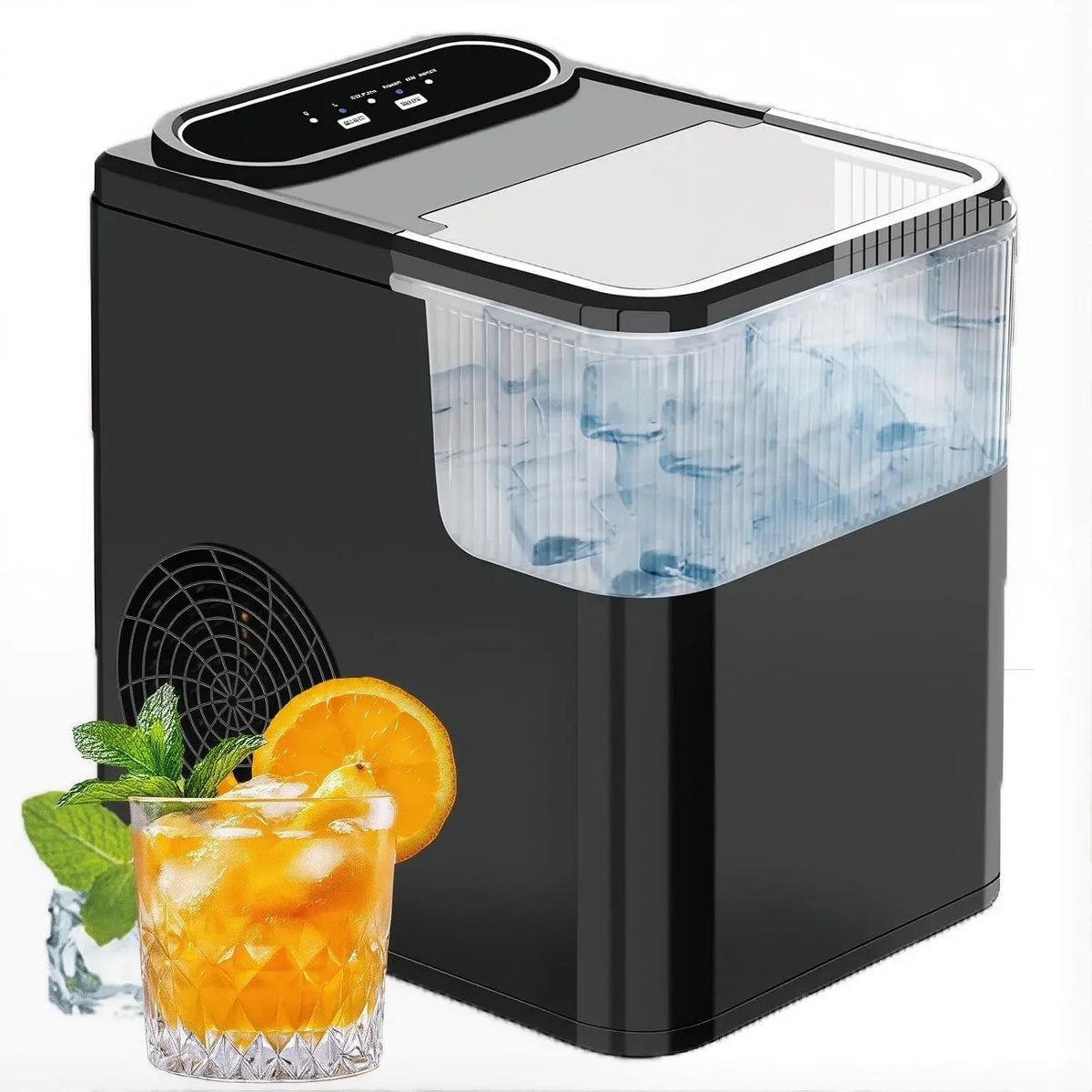 Machine à glaçons, portable, noir, Produit 12 kg de Glace par Jour, idéale pour Le Bar et la Cuisine à Domicile, 9 glaçons en 6 Minutes